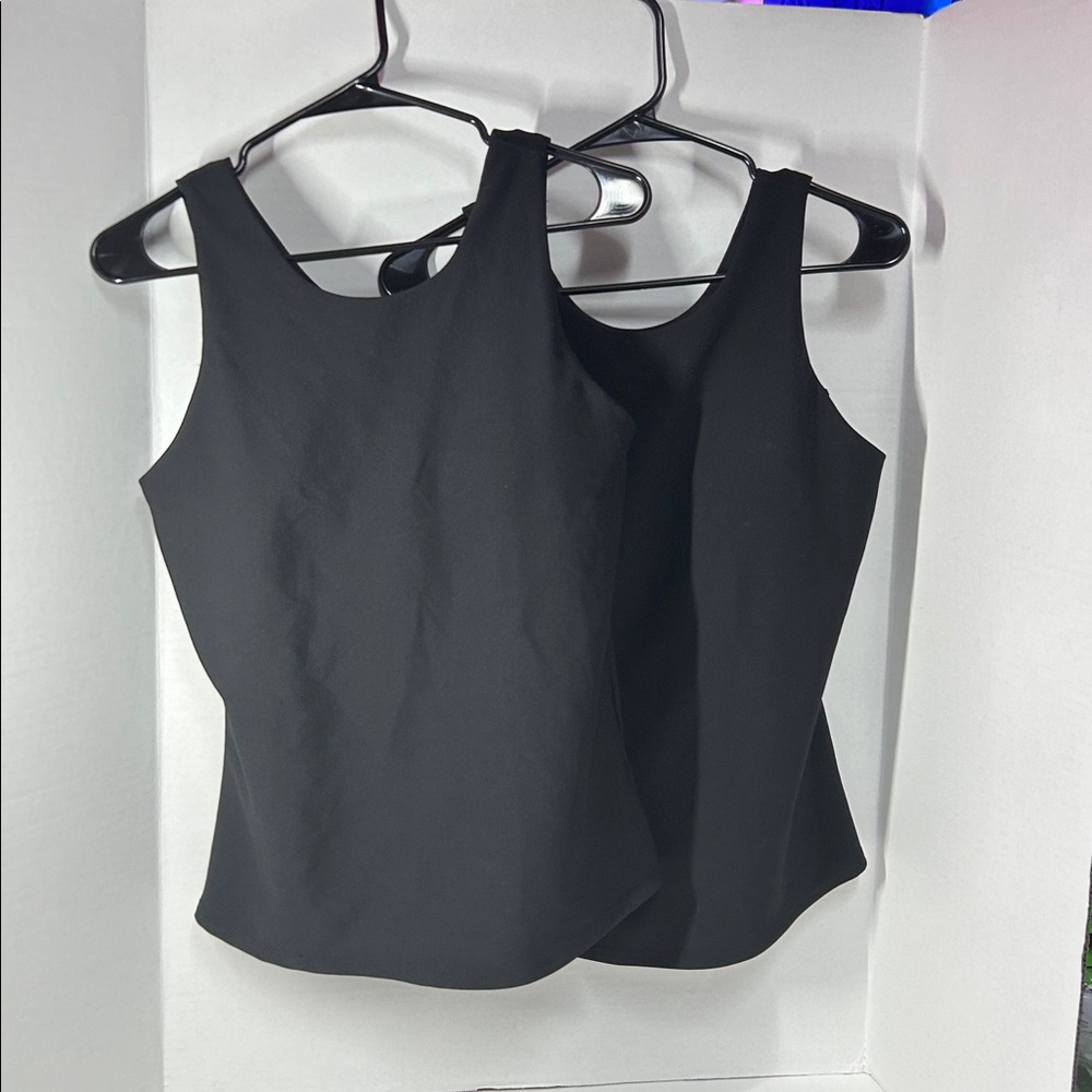Lot of 2 | 32 Degrees Black Tank Tops (S) | Built-In Bra | Like New